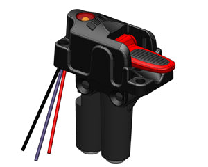 Air Cabin Controls - Red PTO Single Acting Switch with Built-in LED, Latching, Compact Body - 1/4" Air Line Porting